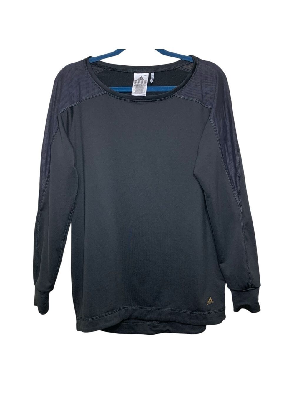 adidas Clima Lite Black Long Sleeve Shirt Sz M Breathable Mesh Crewneck Top